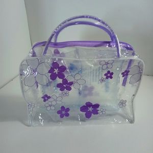 🏖 Transparent Plastic Organizer Bag Purple NIB